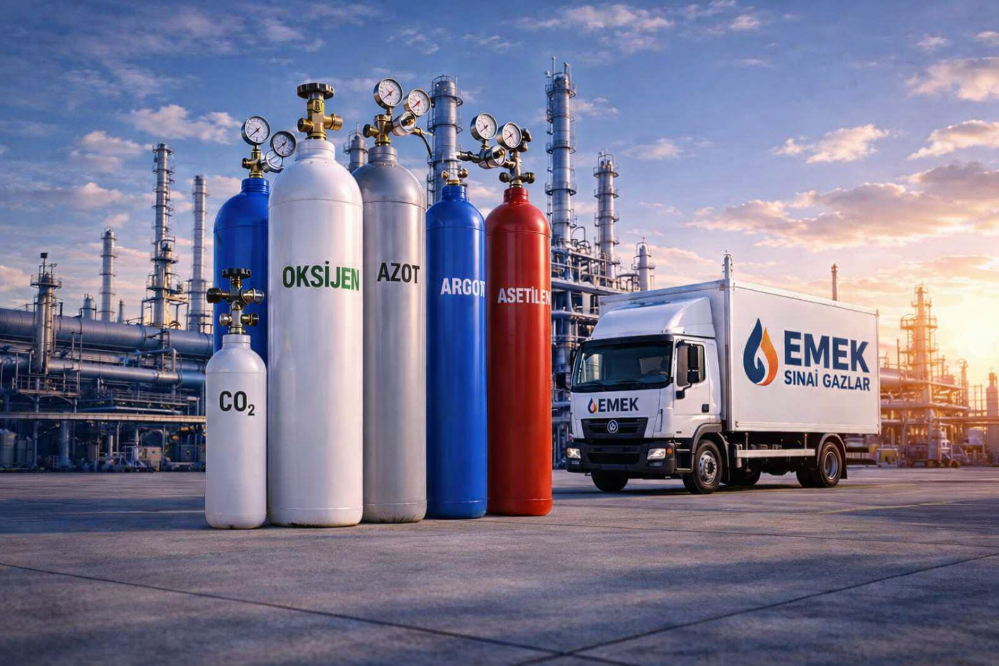 Endüstriyel gaz dolum ve kalite kontrol görseli